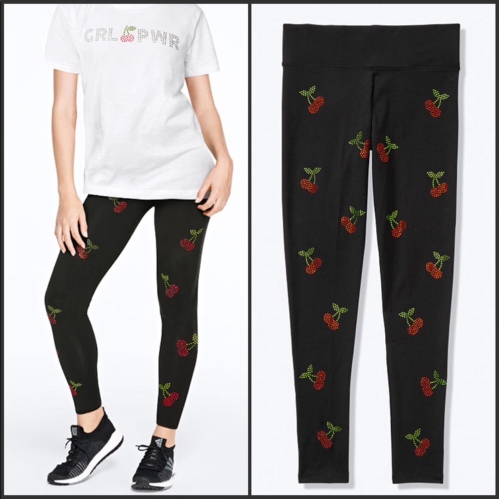 VS PINK CHERRY BLING LEGGINGS ~M